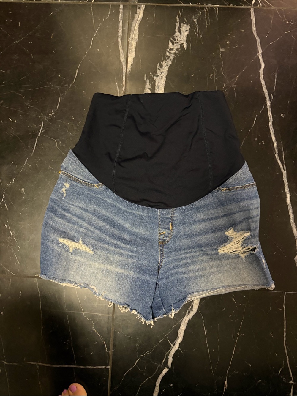 Maternity Distressed Denim Shorts 27